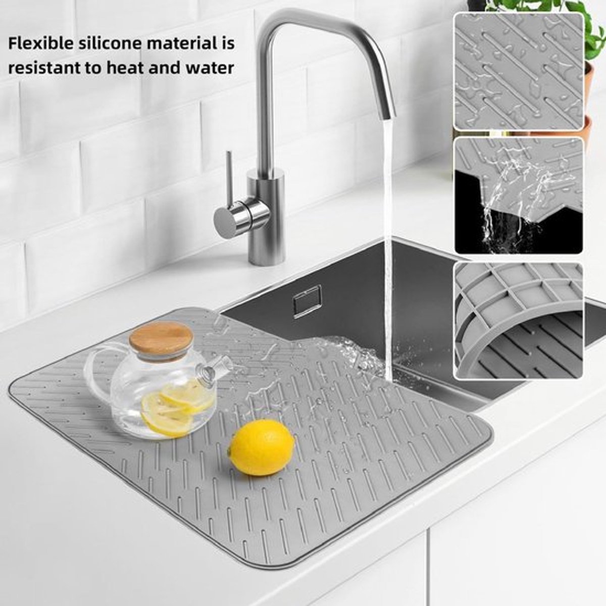 Afdruipmat Groot - Hittebestendig Siliconen - Eenvoudig Onderhoud - Handig Drainageontwerp - Duurzaam Materiaal - Afmetingen 43 x 58 cm - Droogmat