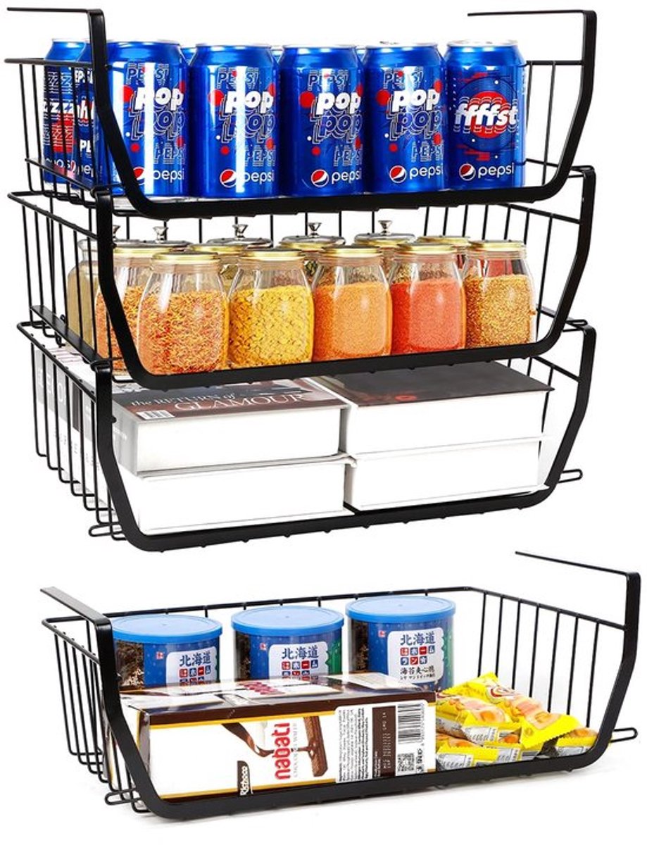 Opbergmand - Set van 4 - Onderkast Baskets - Keuken/Badkamer Organizer - Makkelijk te Inst