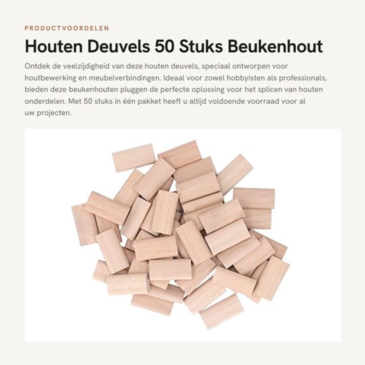 Deuvel 50 Stuks - Houten Stopper - Beukenhout - Massief Hout - Verbinding Meubels - Compact Ontwerp - Lange Levensduur - Houten Blokken