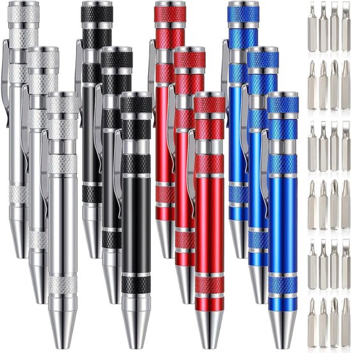 Multifunctioneel gereedschap: 8-in-1 magnetische zakschroevendraaier met precisiefuncties voor mini-gadgets (12 stuks)