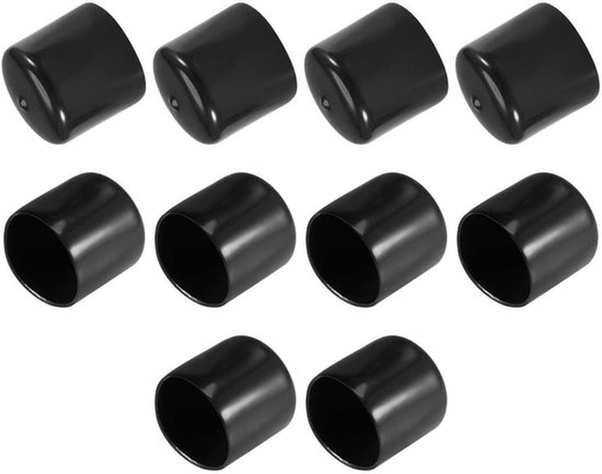 Eindkap 10 Stuks - Rubber 45 mm ID - Flexibele Schroefdoppen - Draadbeschermers - Zwart PVC - Zacht en Stevig Materiaal - Draadkap
