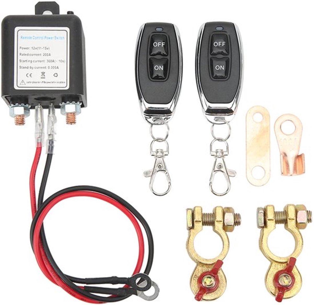 - Accu ontkoppel switch - Automatisch 200A - Afstandsbediening voor gemak - Geschikt voor auto's - Betrouwbare schakelaar - Eenvoudig te