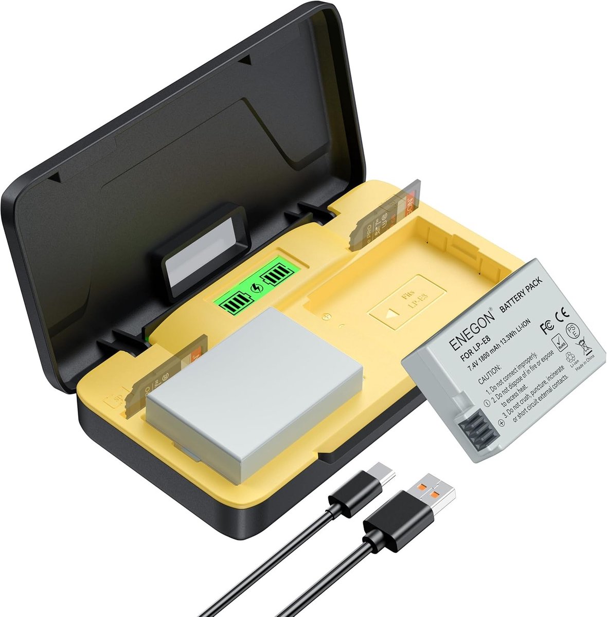 Oplaadbare LP-E8 Batterij 1800mAh met LED USB Dual Charger voor Canon EOS Rebel en Kiss Camera's