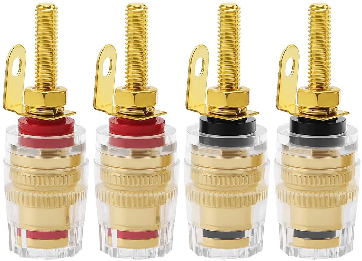 4 Stuks 4mm Banana Plug Socket Connector Binding Post voor Versterker en Luidspreker Terminals, Ideaal voor Audioverbindingen en Geluidsinstallaties (42 * 14.2mm)