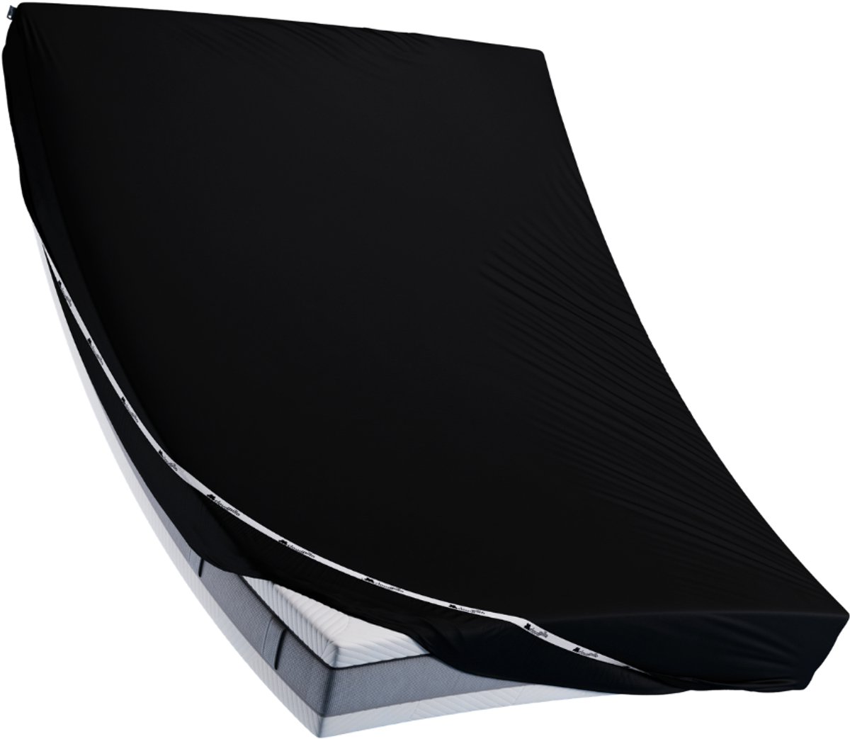 Cloudpillo Matras Hoeslaken - Katoensatijn 140x200 cm - Midnight Black - Elastiek Rondom - Antibacterieel Afgewerkt - Blijft Strak Liggen