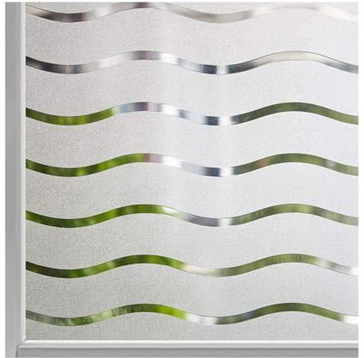 Zelfklevende matte raamfolie – decoratie door elektrostatische adsorptie, geen lijm nodig – golvend patroon – 45 x 300 cm