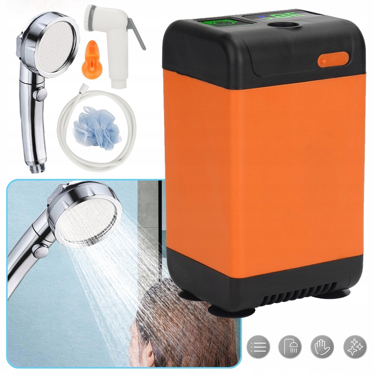 Draagbare Douche Voor Kamperen, Oplaadbare Campingdouchepomp, Buitendoucheset Voor Wandelen, Reizen, in De Auto en Voor Huisdieren.