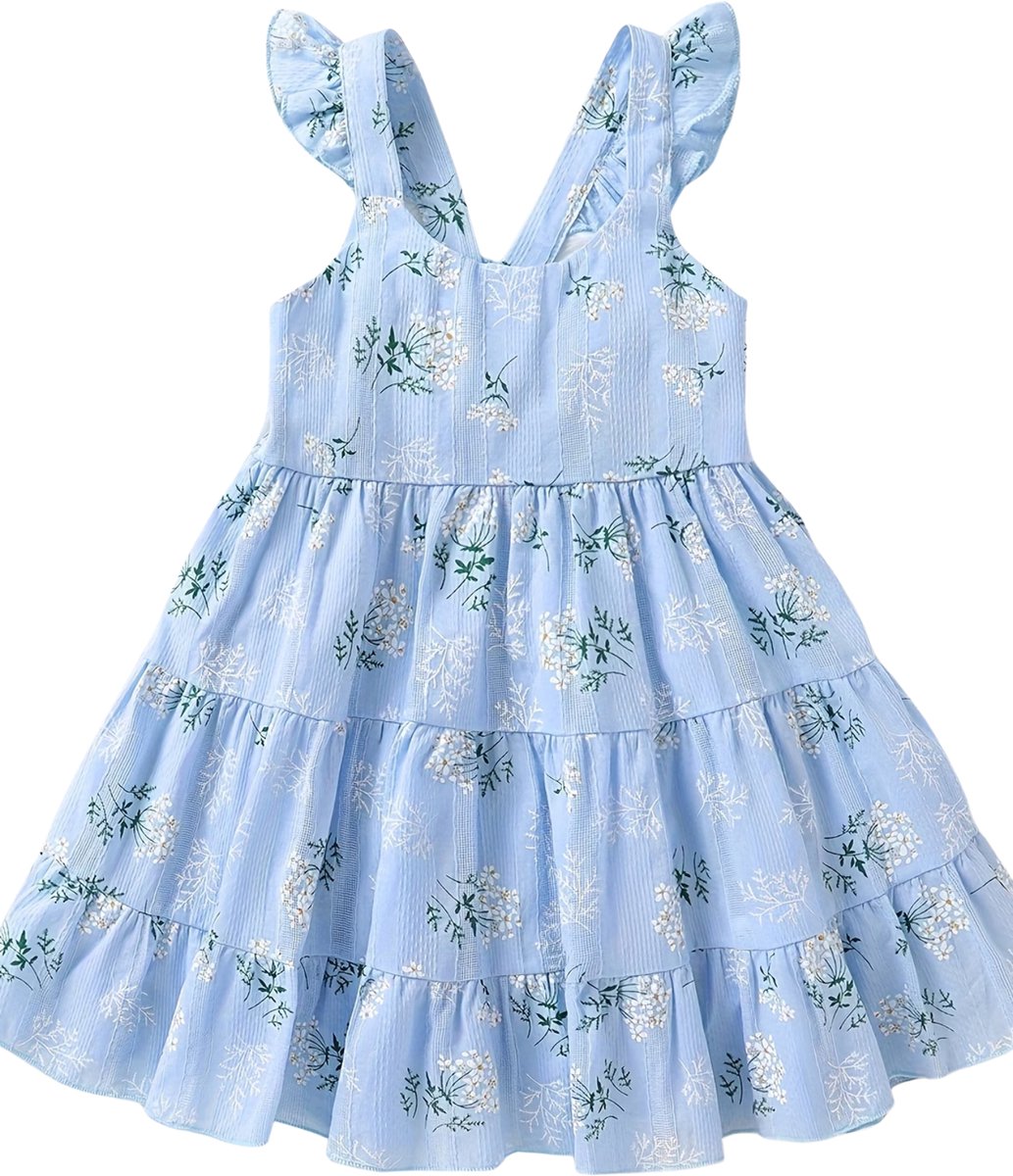 Currero Zomerjurk Meisjes Zomerjurken Kinderen Jurk Meisje Ibiza Stijl Sundress Kinderkleding Hemelsblauw 4 Jaar