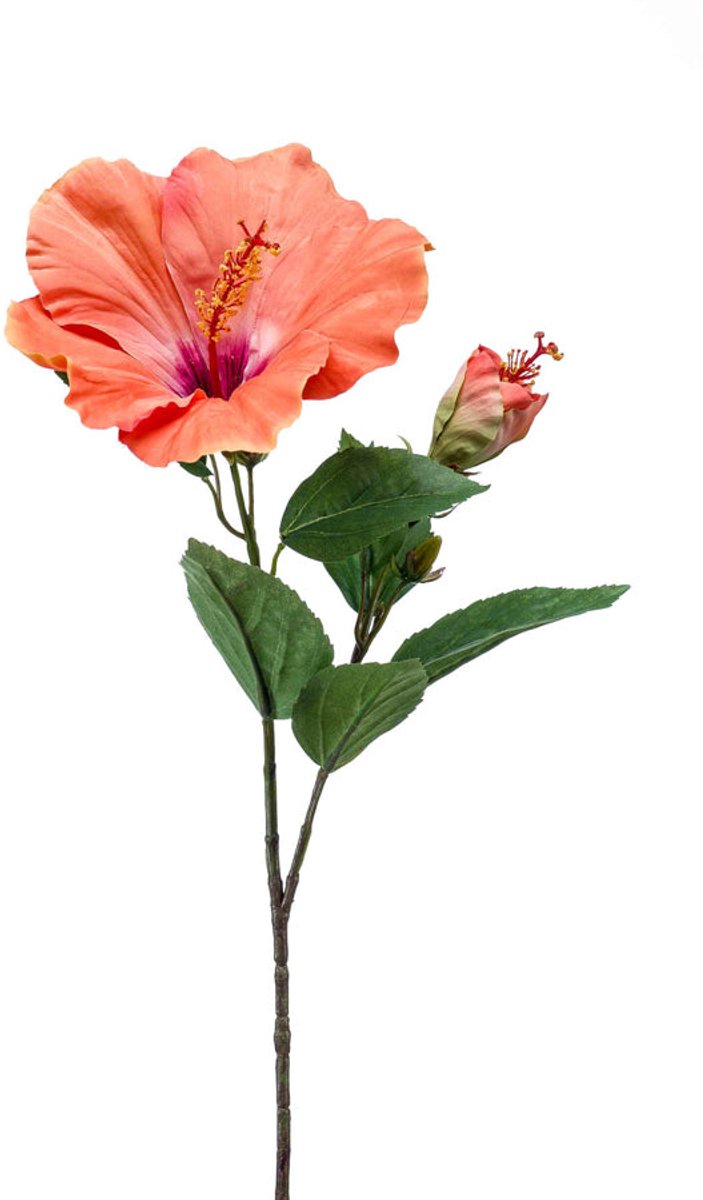 Emerald Kunstbloem Hibiscus 65cm oranje - Kunstplant voor binnen