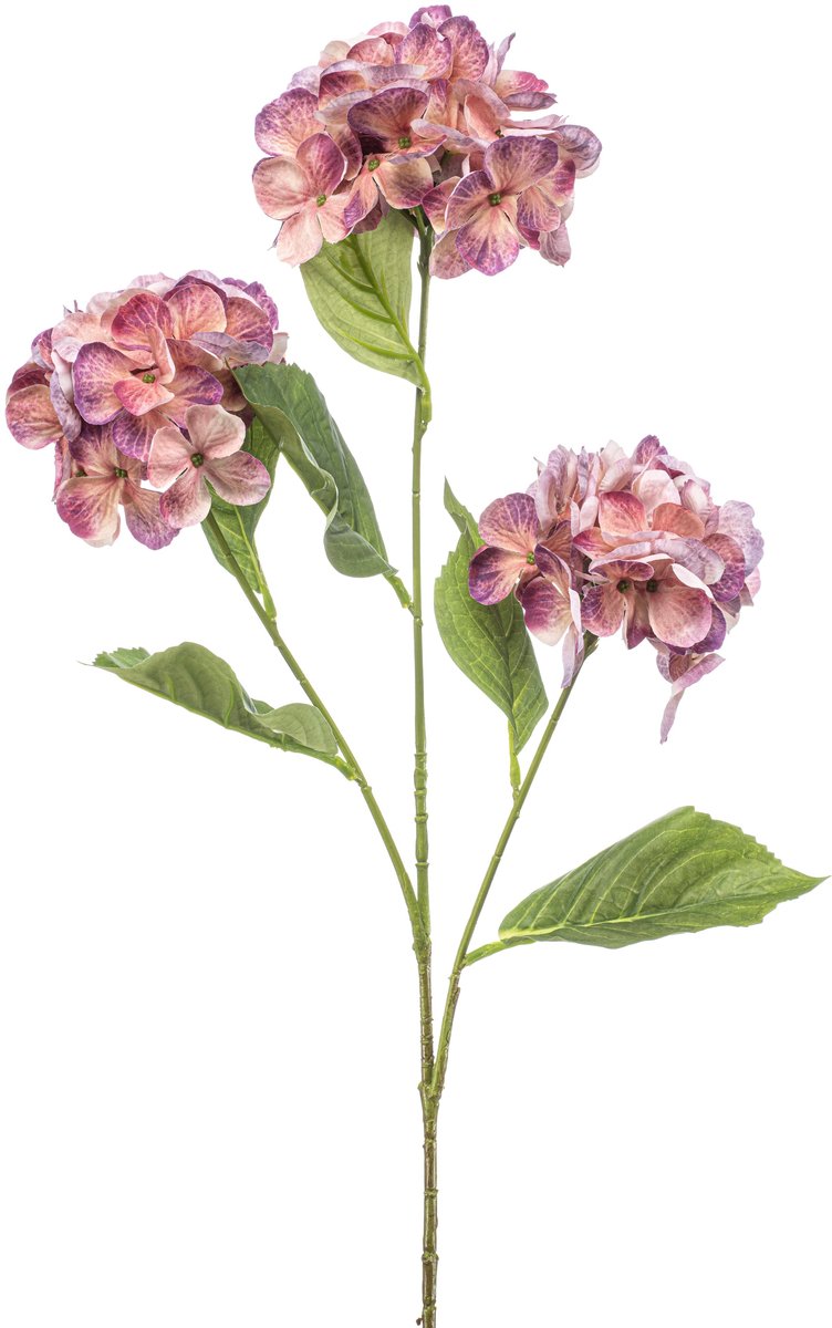 Emerald Kunstbloem Hortensia peach/paars 75cm - Kunstplant voor binnen