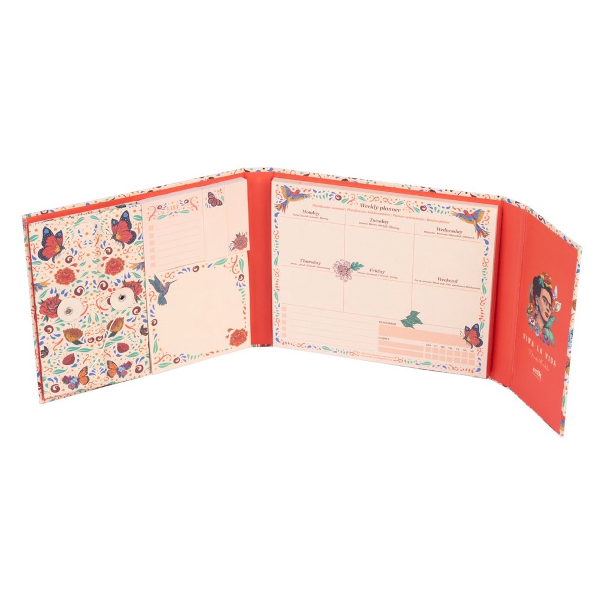 Frida Kahlo Weekplanner met sticky notes notitieblok en envelop