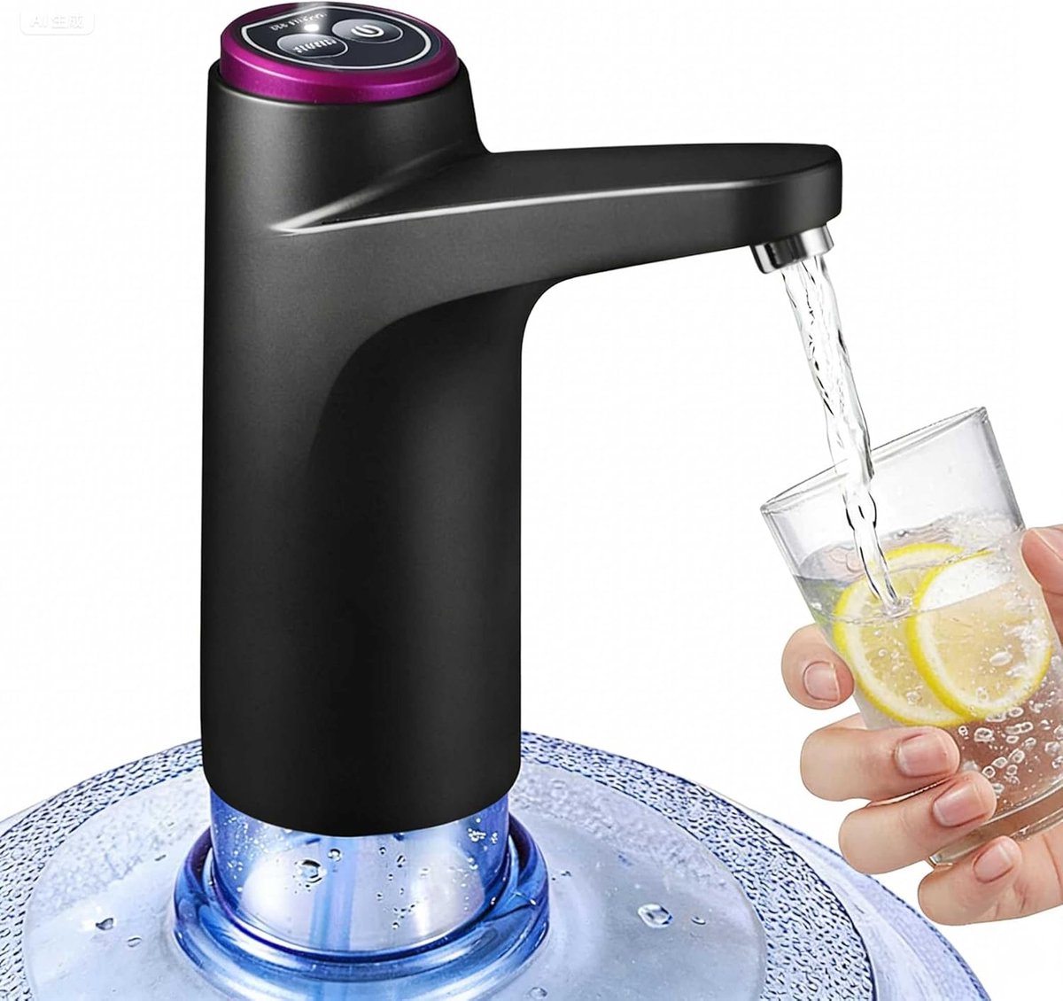 Waterdispenser – Dispenser voor waterflessen – Elektrische waterpomp –Draagbare waterflespomp - Voor universele flessen van 3, 4 en 5 gallon - Oplaadbaar via USB - Automatische uitschakelfunctie – 30-40db– Grijs