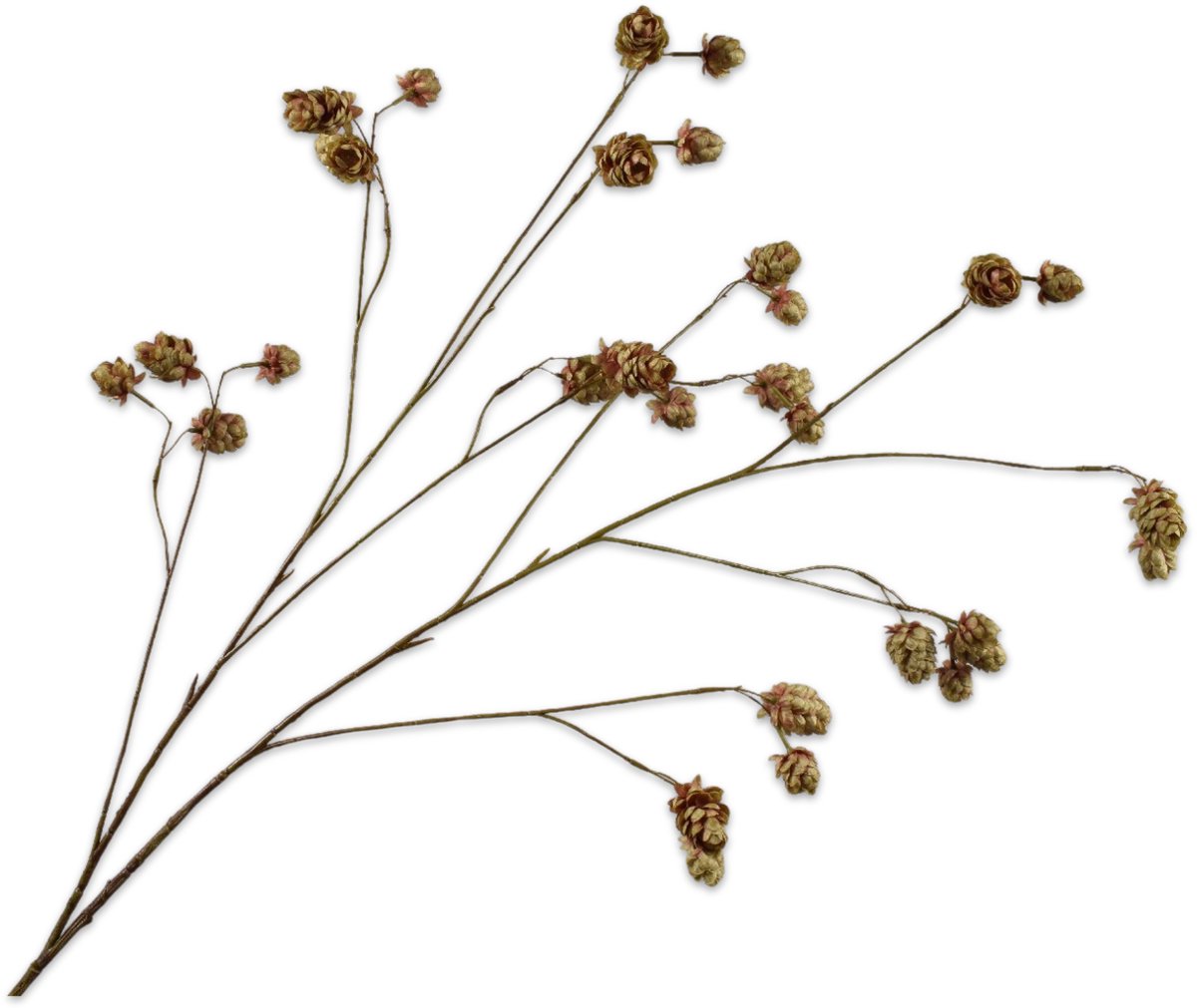 Silk-ka Kunstbloem-Zijden Bloem Hop Tak Bruin-Groen 109 cm