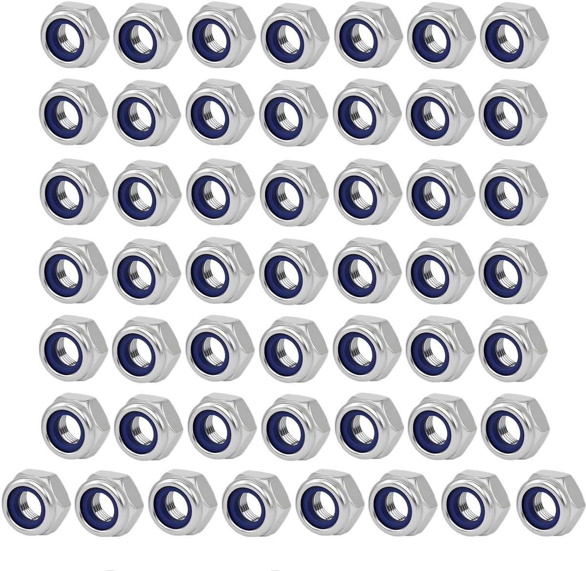 50 Stuks M3 Moeren RVS A2 V2A - Zelfborgende Moeren, Lock Nuts en Stopmoeren voor Schroeven