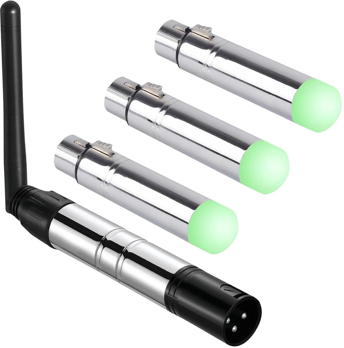 Draadloze DMX Transmitter en Ontvanger Set met 1 Transmitter en 3 Ontvangers, 126 Kanalen, Real-Time Voor Stage, KTV en Bruiloften