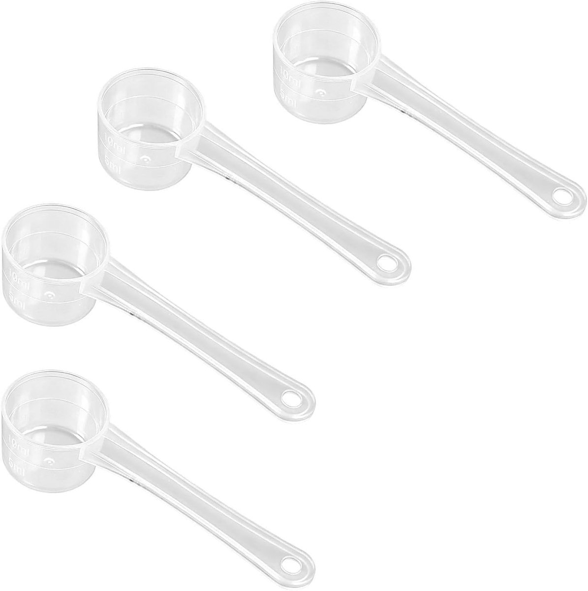 Set van 4 Maatschepjes - Transparante Plastic Maatlepels met Schaalverdeling voor Precisie in Bakken, Koken en Koffie Maken