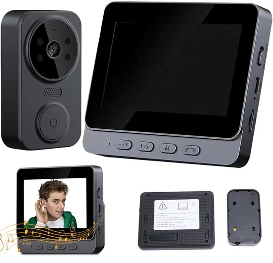 Videodeurbel - Visueel intercomsysteem - Slimme Videodeurbel - Uitgerust met Camera en Display - 4,3-inch 1080p HD-display / 170° Groothoek / Nachtzicht / Tweeweg Spraakbediening — afbeelding 2