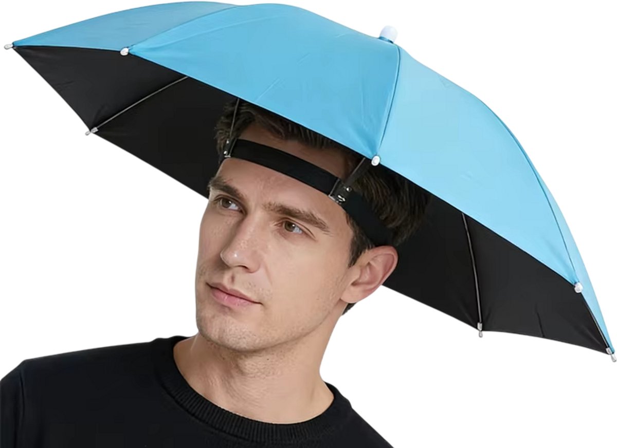 Handsfree Paraplu Hoed – Opvouwbare Zon- en Regenhoed, Waterdichte Zonnehoed met Bescherming tegen Zon en Regen – Lichtgewicht voor Vissen, Tuinieren en Wandelen - Blauw