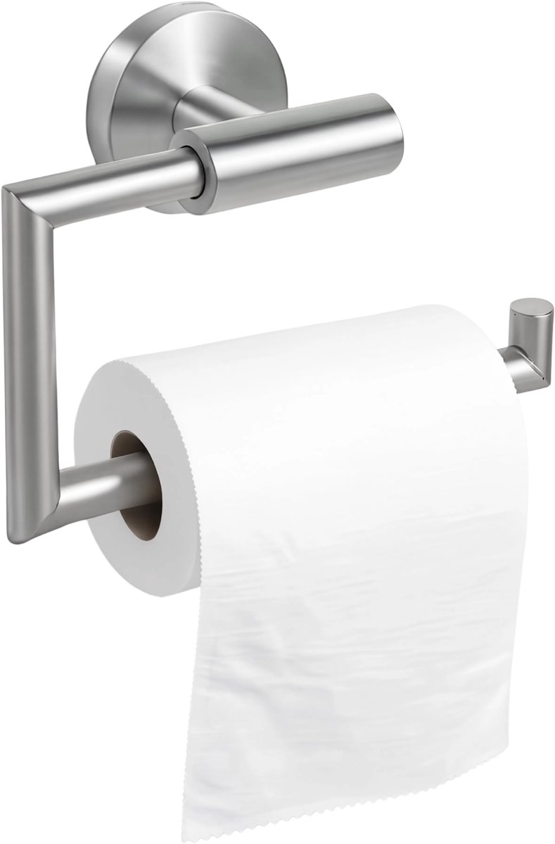HUSH Living - Toiletrolhouder zonder klep - RVS - wandmontage - inclusief bevestigingsmateriaal - geborsteld staal