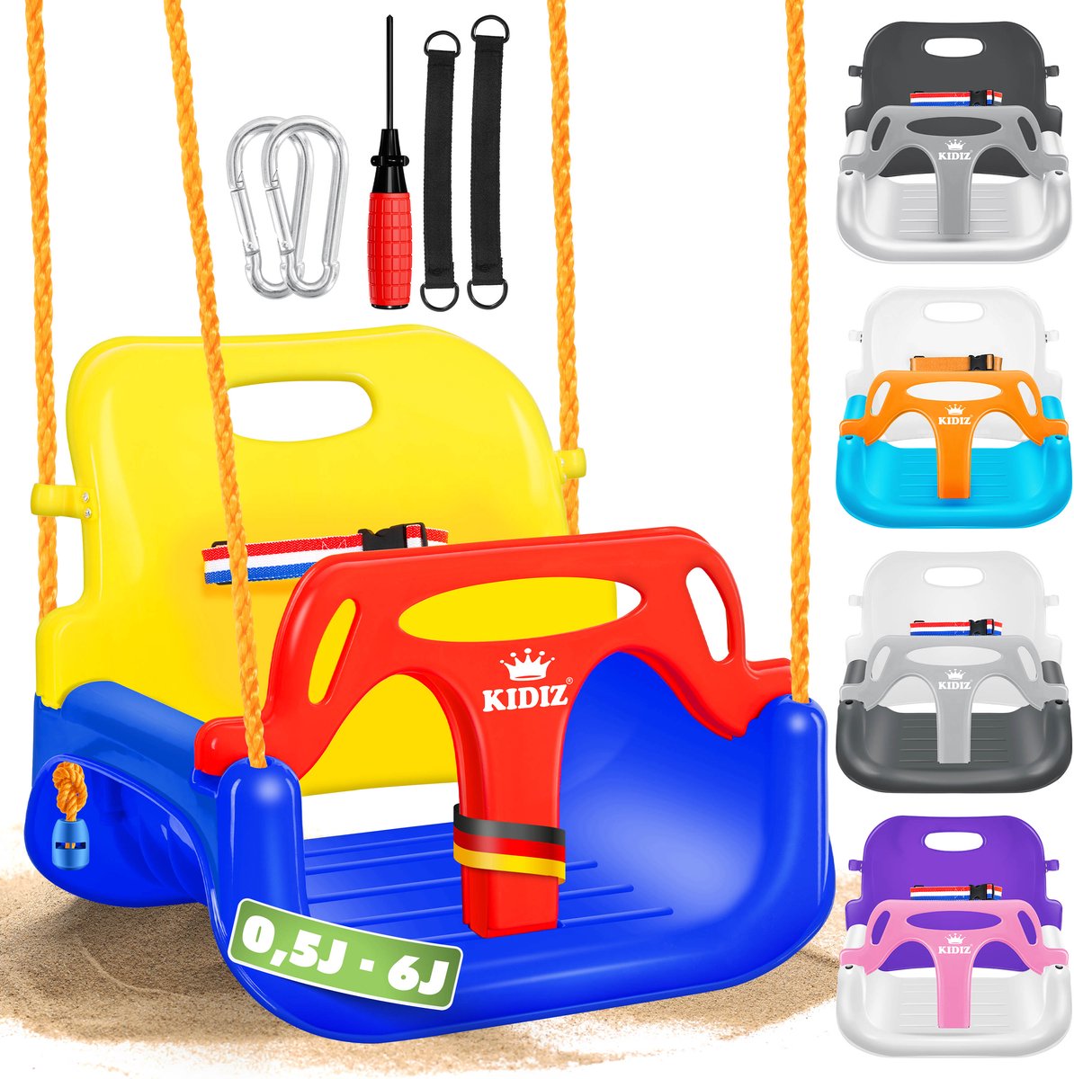 KIDIZ® 3-in-1 Babyschaukel - Verstelbare Schommel voor Binnen en Buiten