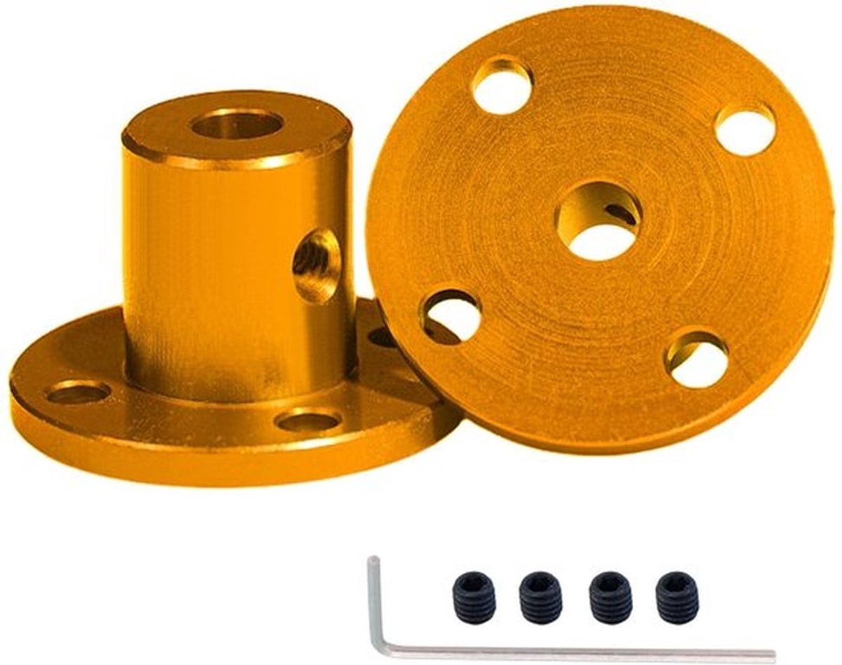 Flenskoppeling 8 mm - Aluminiumlegering - Starre Flenskoppeling - Motoraccessoires - DIY-onderdelen - Inclusief 4 stelschroeven - As Koppeling
