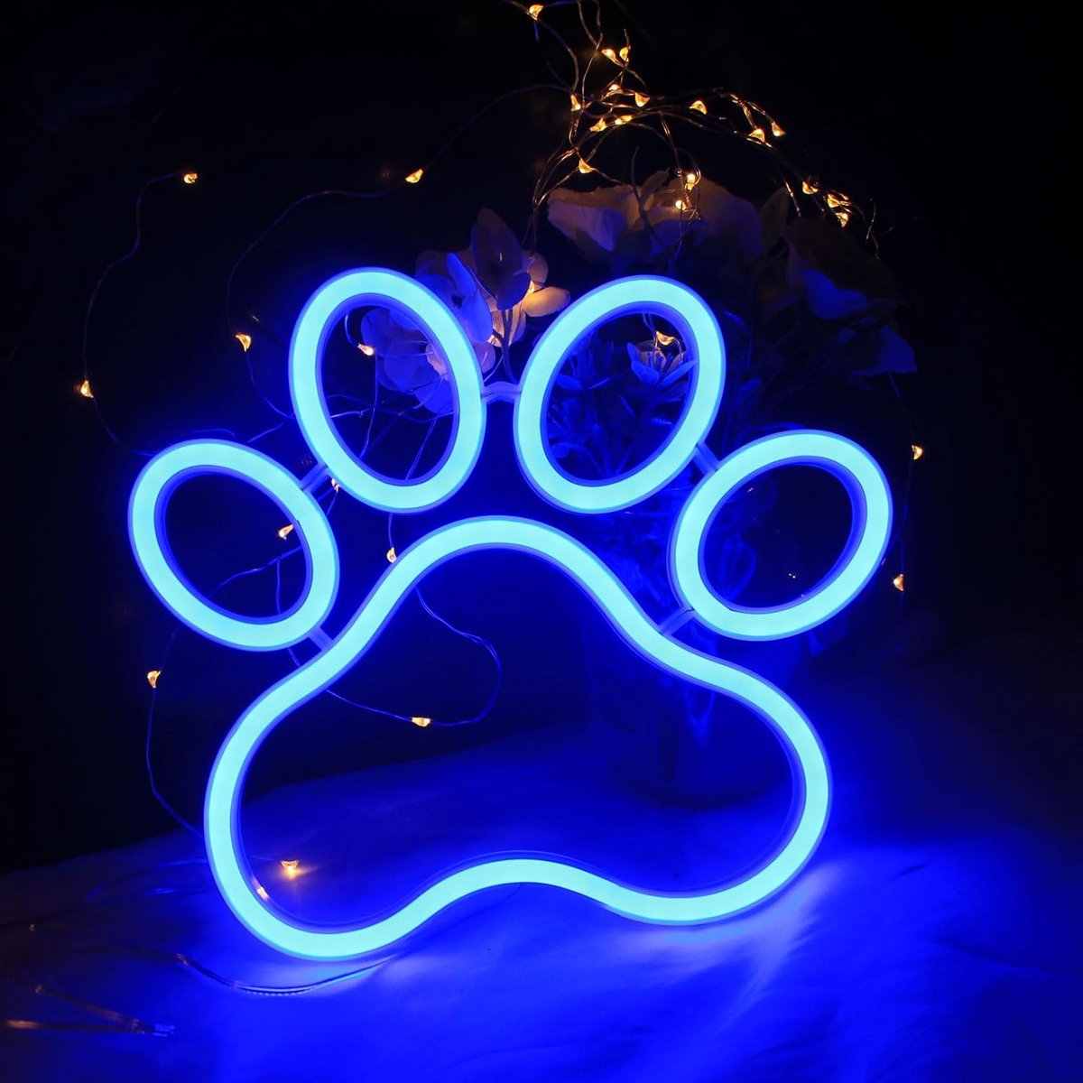 SnelShoppen - Dimmable Neon Paw Print Sign - USB Powered Neon Light voor Dierenliefhebbers - Wanddecoratie voor Dierenwinkels, Dierenklinieken en Slaa
