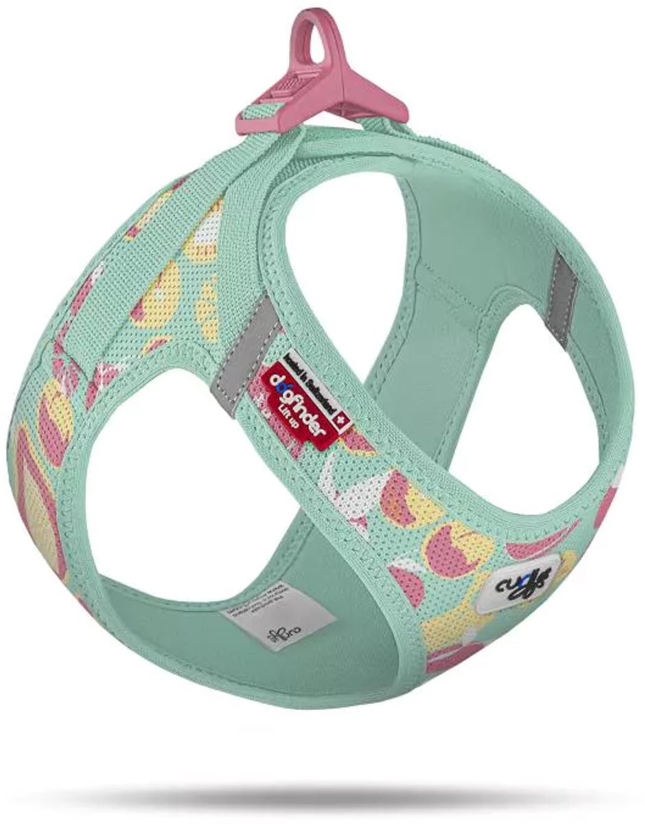 Curli Hondentuig Clasp Vest Harness Juicy Fruits Turquoise LE26 Maat XS 34-38 cm