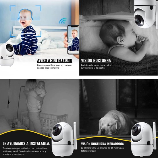 Draadloze WiFi-bewakingscamera voor Binnen - IP-camera 1080P met Bewegingsdetectie en Nachtzicht - Babycamera met Tweewegs Audio - Compatibel — afbeelding 5