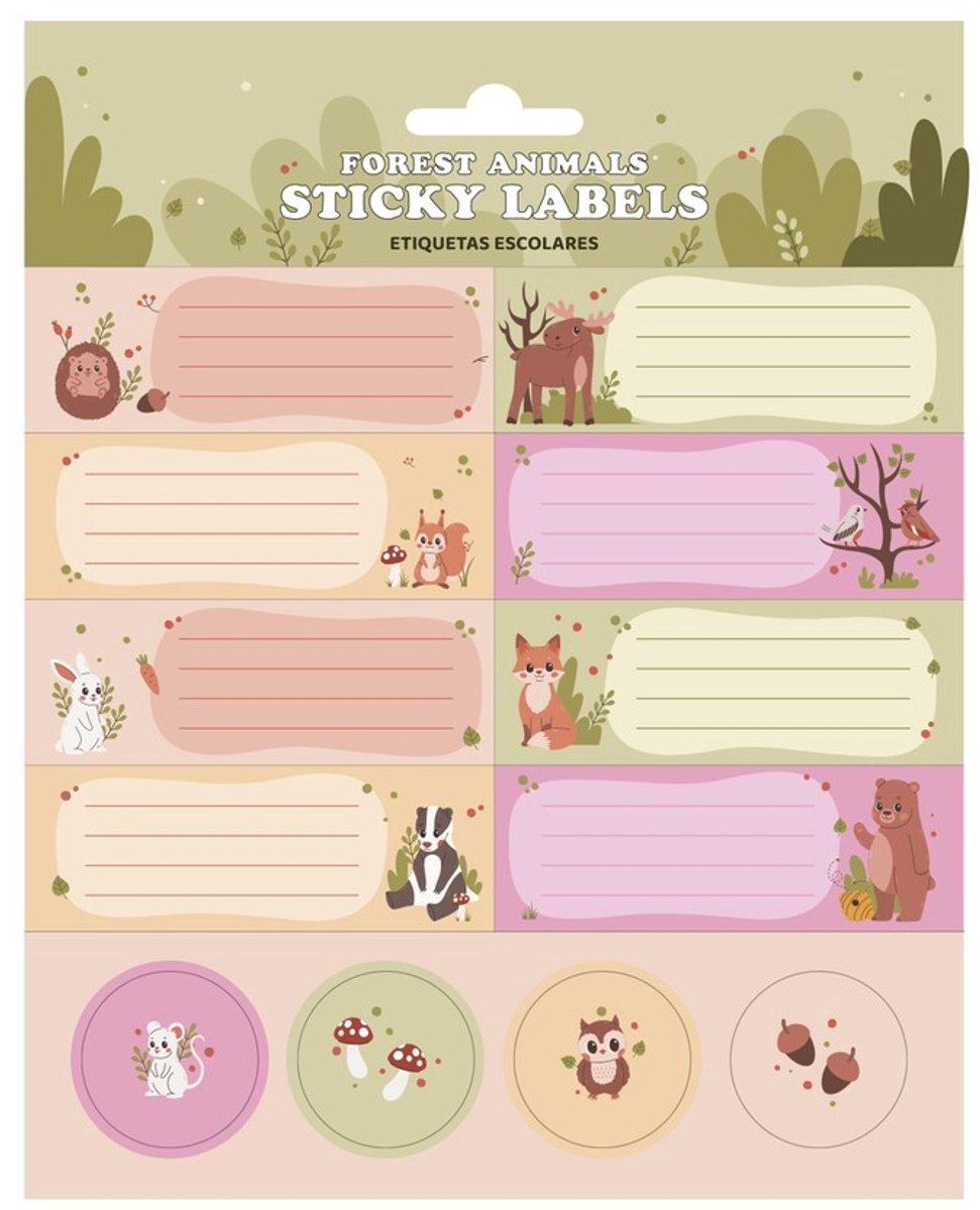 Grupo Erik - Forest Animals SelfAdhesive Labels Zelfklevende etiketten - Multicolours