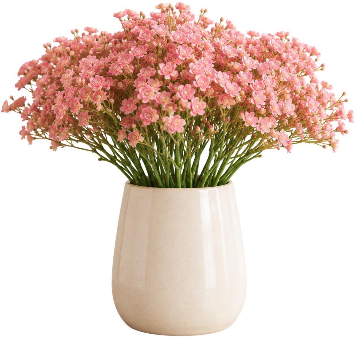 Bellatio Design Kunstbloemen boeket Gipskruid - 4x - 30 cm - roze - kunst zijdebloemen - Gypsophila