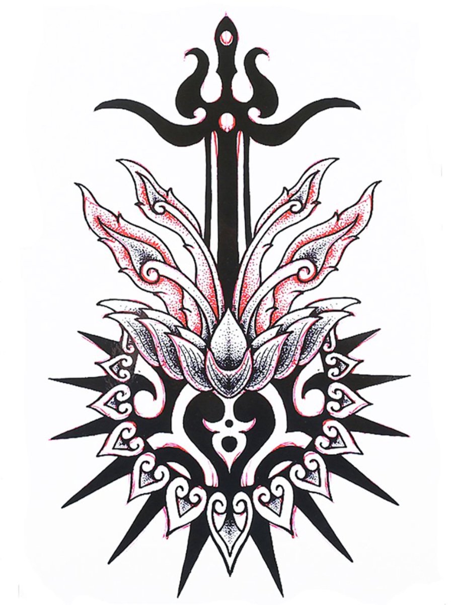 Temporary Tattoo Zwaard/Schild (A5 formaat) [Neptattoo - Tijdelijke tatoeage - Nep Fake Tattoos - Water overdraagbare festival sticker henna outfit tattoo - Glitter tattoo - Volwassenen Kinderen Jongen Meisje]
