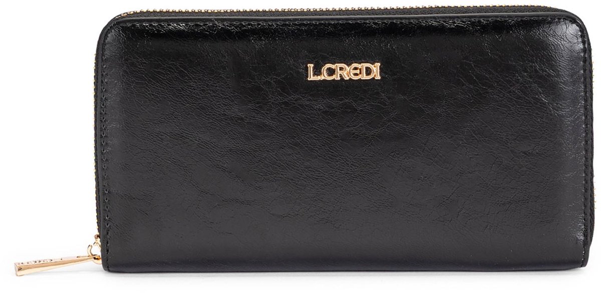 L.CREDI portemonnee Sohanni Zip Around Wallet Black zwart