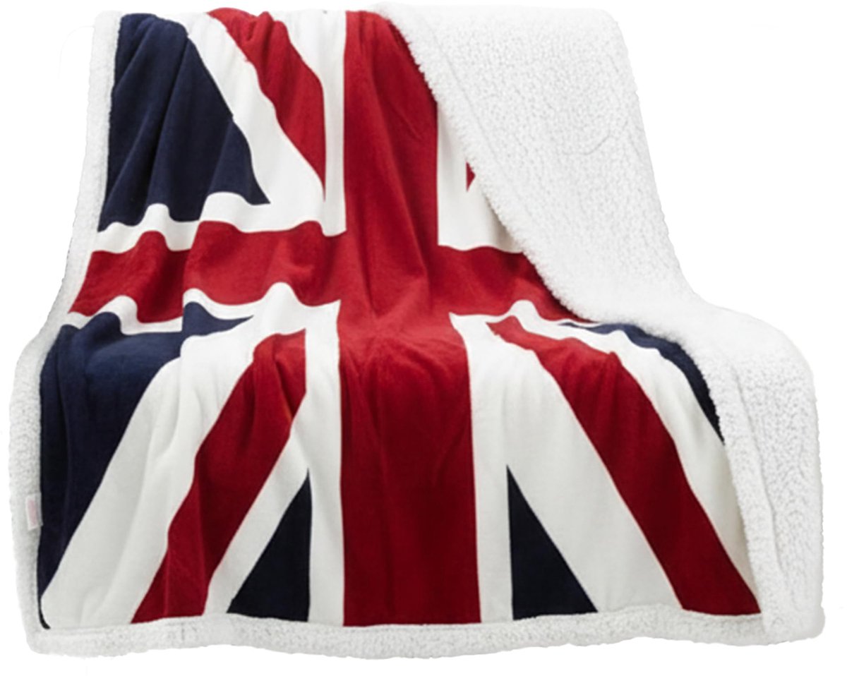 SnelShoppen - Union Jack Fleece Deken Gooien - Rood Wit Blauw - Britse Vlag - Ideaal voor Feest, Camping, Tuin en Binnengebruik
