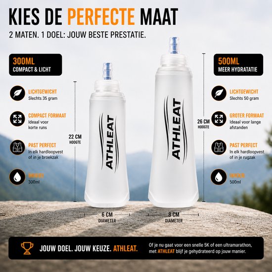 Athleat Soft flask 500 ml - Opvouwbare waterfles - opvouwbare drinkfles - Waterfles hardlopen - Bidon - Waterzak van Merkloos — afbeelding 4