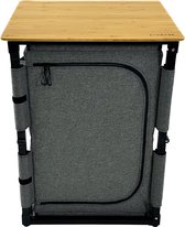 EveBase Flex 60 - Campingkast - Compacte Inklapbare Opbergkast - Bamboe - Grijs/Zwart