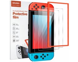 Sounix Screenprotector voor Nintendo Switch 1 - 3 Stuks Gehard Glas - Tempered Glass met Montageframe - Krasbestendige Schermbeschermer
