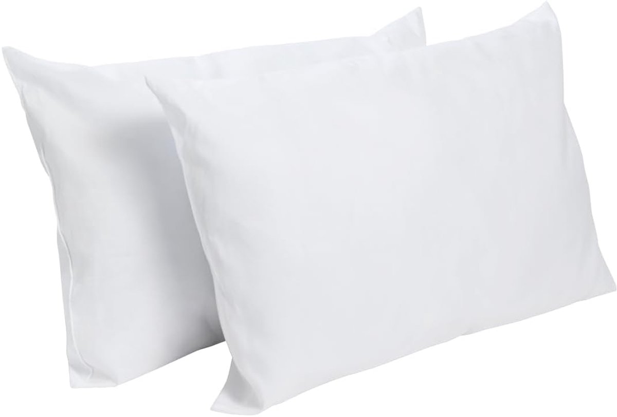 SnelShoppen - Set van 2 Comfort Kussens 50x70 cm, Opblaasbaar, Wit, 100% Katoen, Perfect voor Boerderij, Camping, Tuin en Feest
