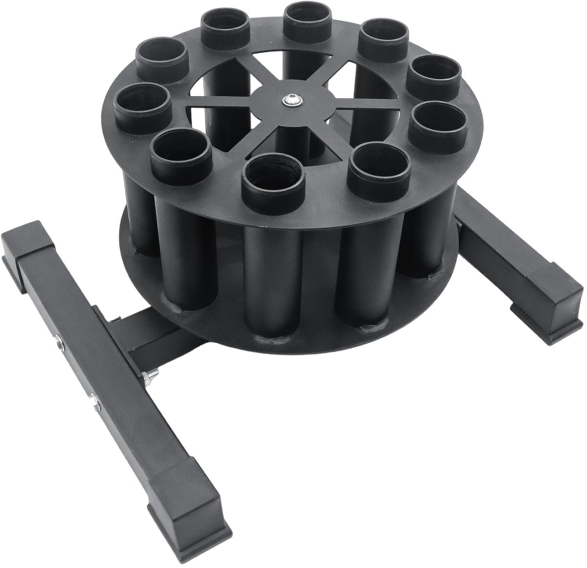 SnelShoppen - Halterstandaard Verticaal Draaibaar voor 10 Stangen - Ruimtebesparende Stalen Constructie - Geschikt voor 2-Inch Stangen, Curlstangen, T