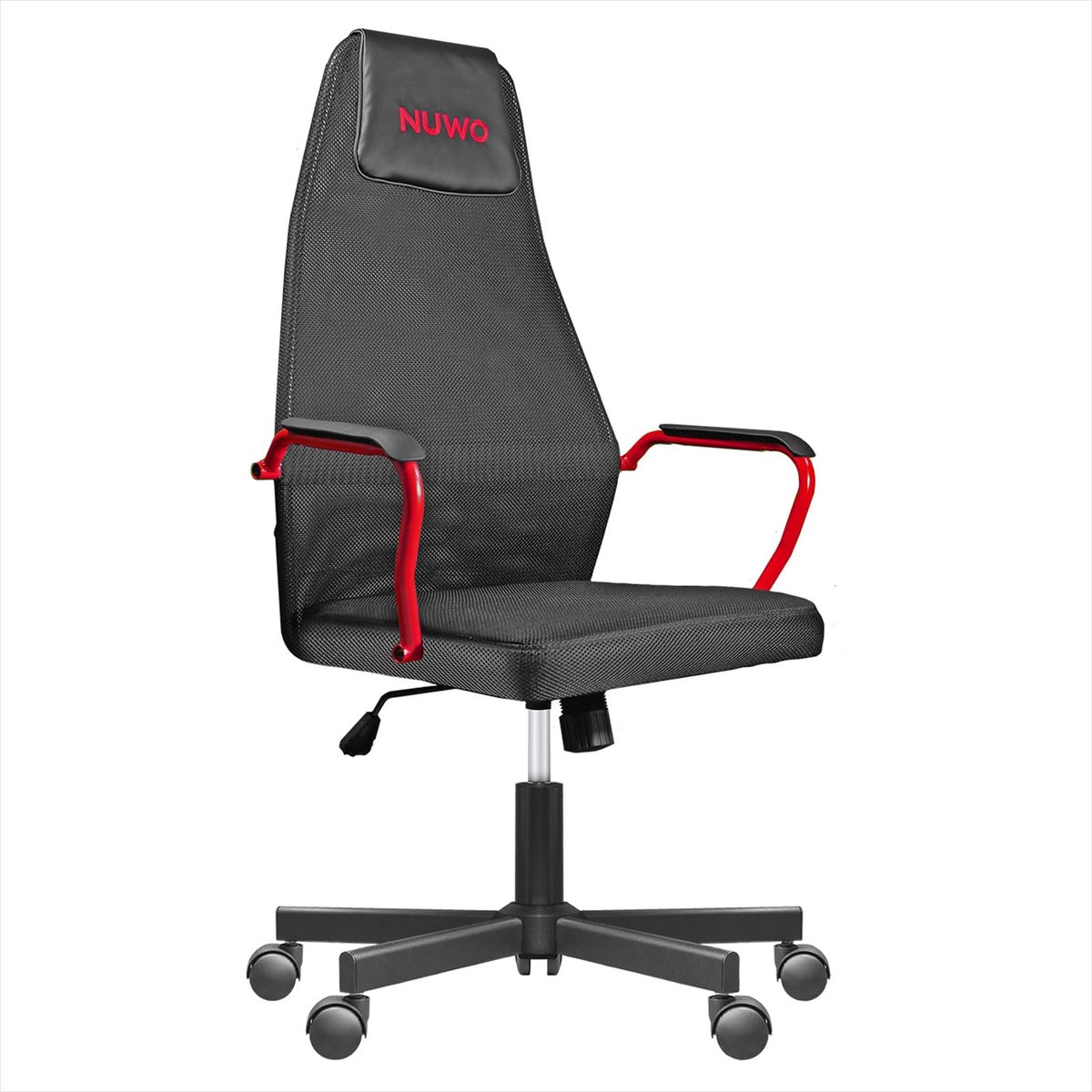 SnelShoppen - Nuwo Grid Gamingstoel - Draaibaar, Verstelbare Ergonomische Bureau- en Bureaustoel - Ademend Rood Rooster - Draagkracht 110 kg - Perfect