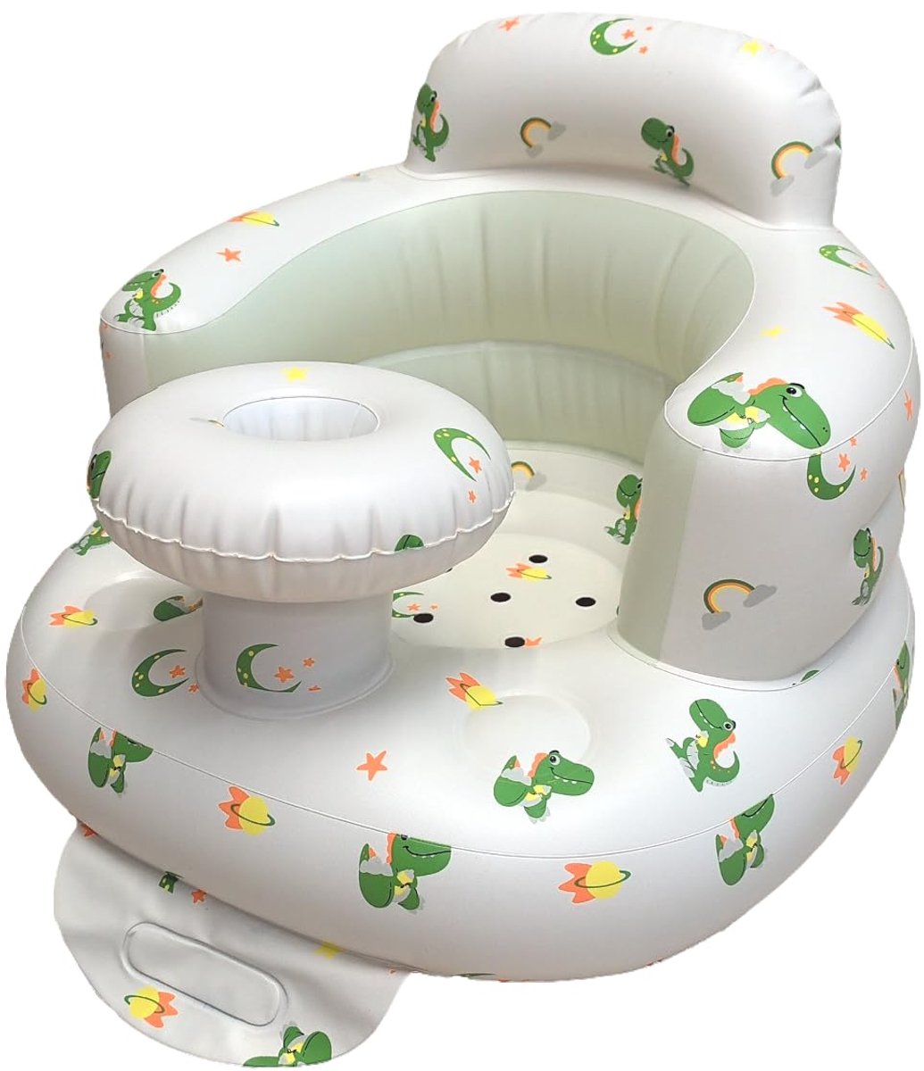 SnelShoppen - Opblaasbaar Babyzitje met Ingebouwde Luchtpomp, Rugsteun voor Zuigelingen, Peuterstoel voor Buiten, Flessenhouder, Ideaal voor Camping e