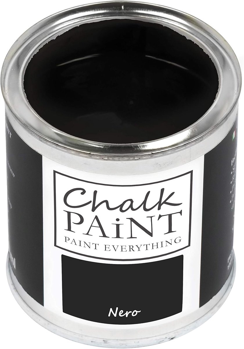 SnelShoppen - CHALK VERYTHING zwart 250ml - watergedragen verf voor meubels en objecten, niet schuren, gebruiksvriendelijk, niet giftig, ideaal voor b