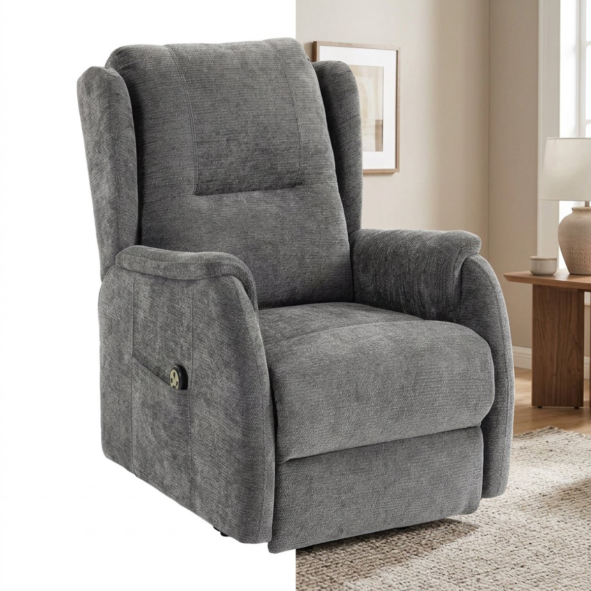 Relaxfauteuil - Relaxzetel - Relaxstoel - Fauteuil - Stoel - Met armleuning - Voor één Persoon - Donkergrijs + Zwart