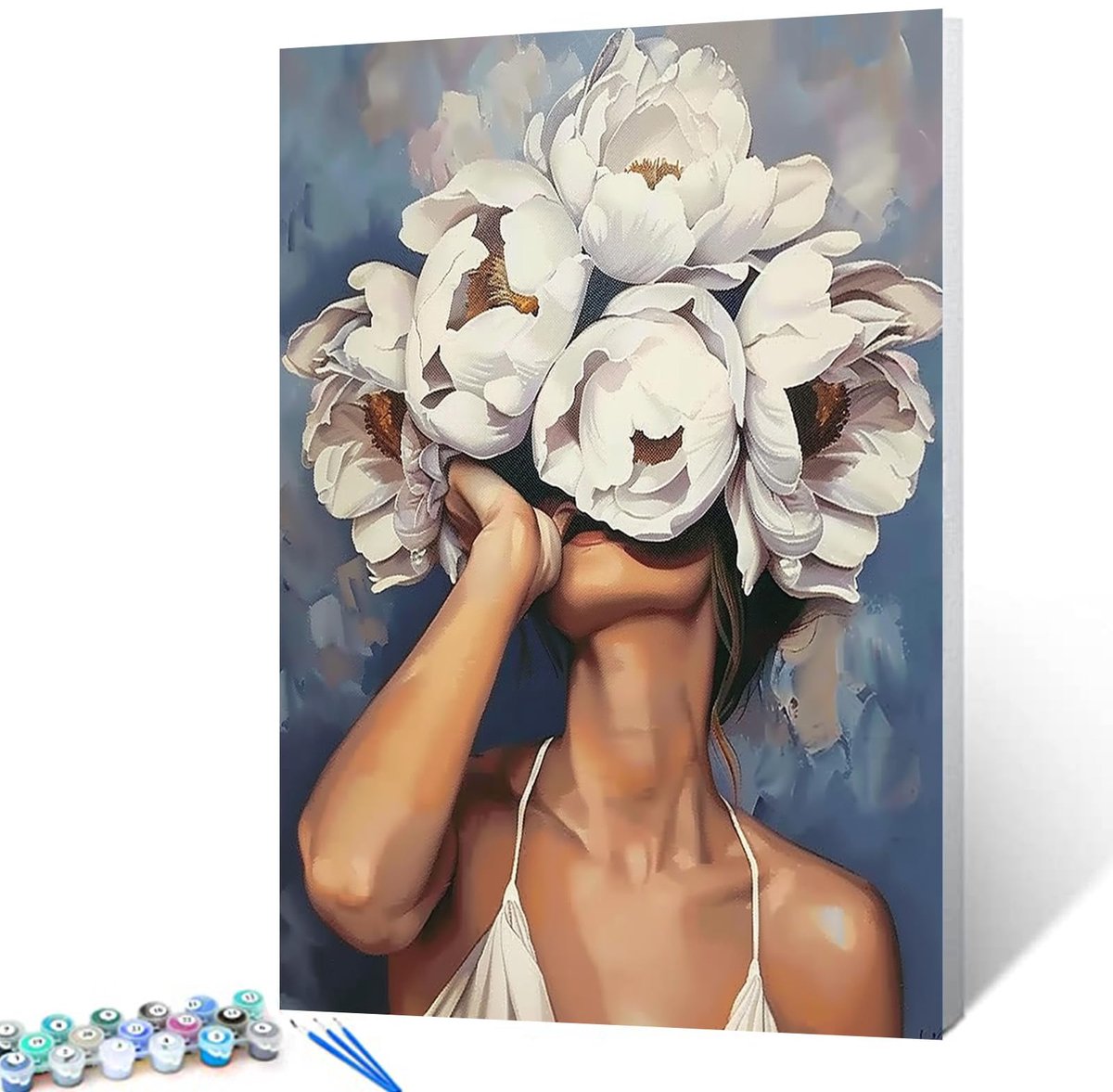 SnelShoppen - Schilderen op Nummer voor Volwassenen - Vrouw en Bloem Schilderij, Moderne Stijl, Acryl Olieverf Set, Huisdecoratie, Beginners, 40 x 50