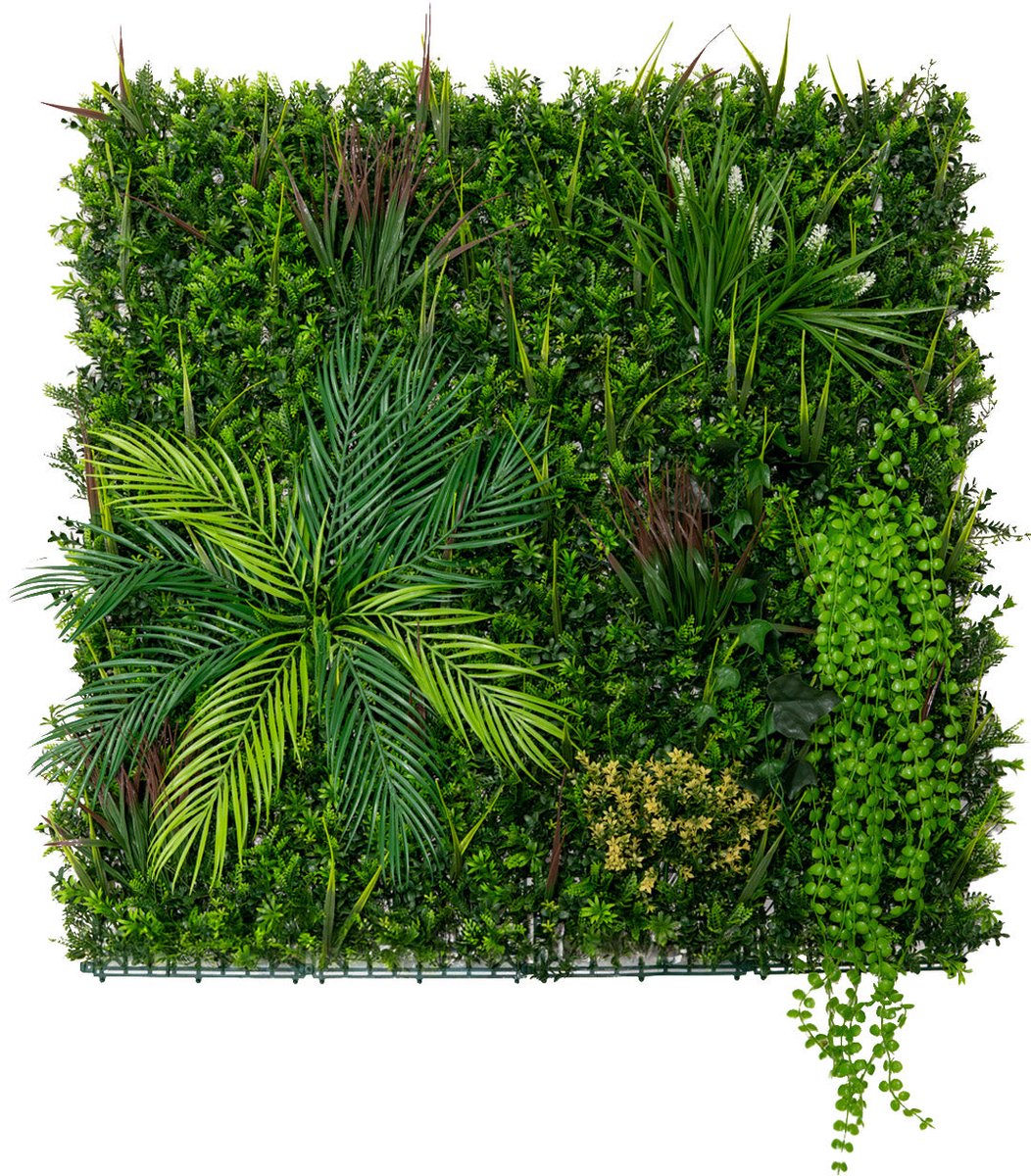 Kunstplanten wandpaneel Alina - 100 x 100 cm - kunstmatige wandtegels décor