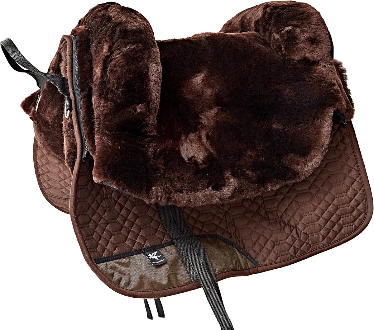 SnelShoppen - Treeless zadel van merino lamsvacht R3 Ibero, duurzaam quilted stof, temperatuurregulerend, voor paard en ruiter, comfortabel zadel, 30m