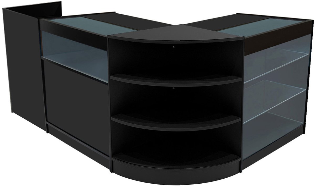 Hyperion led winkel toonbank set - zwart - 90x60 & 60x60 cm - 4-delig