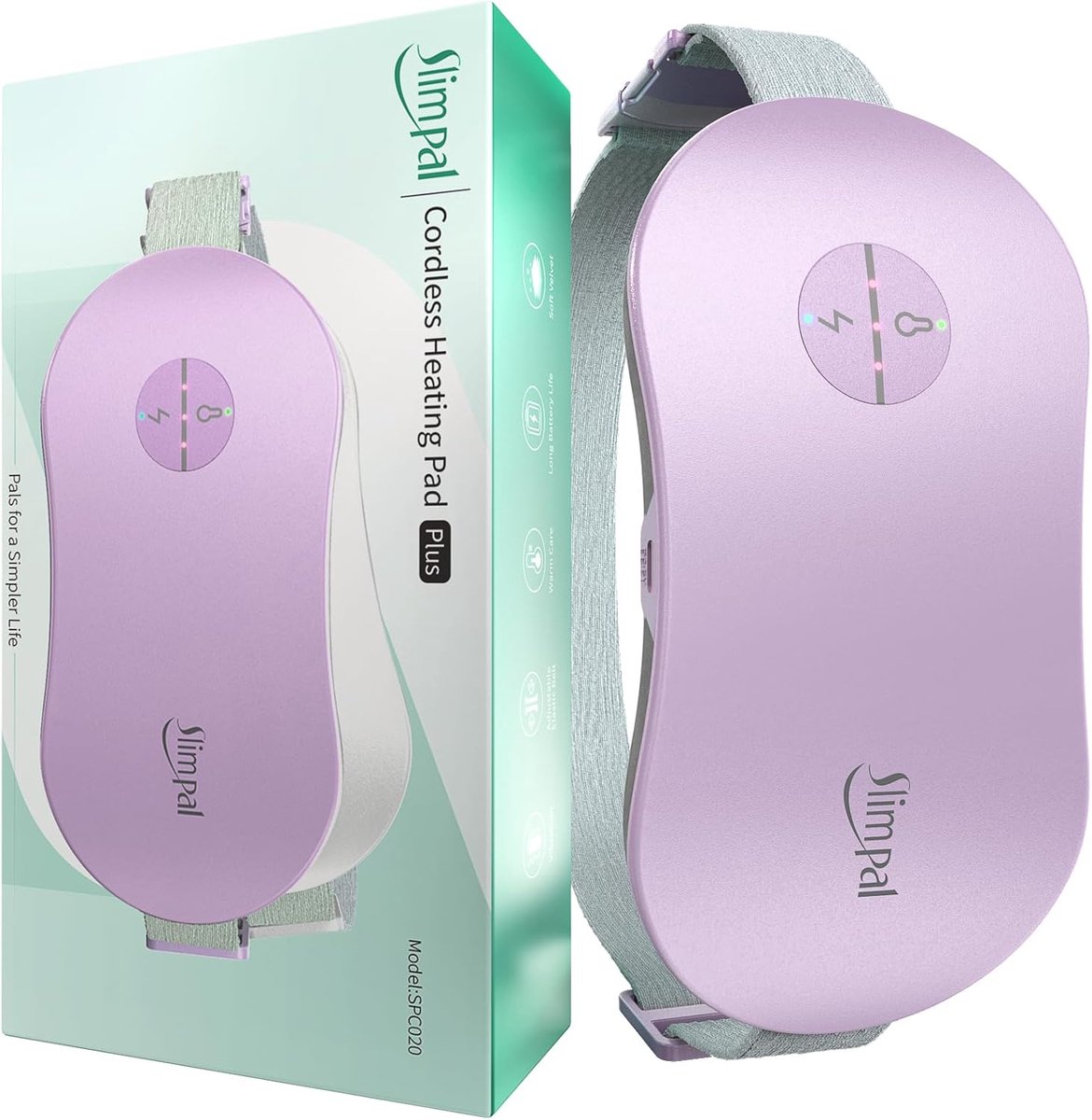 SnelShoppen - Slimpal verwarmingskussen, paars, 8 uur continu gebruik, perfect cadeau voor vrouwen, ideaal voor thuis, onderweg, en koude dagen