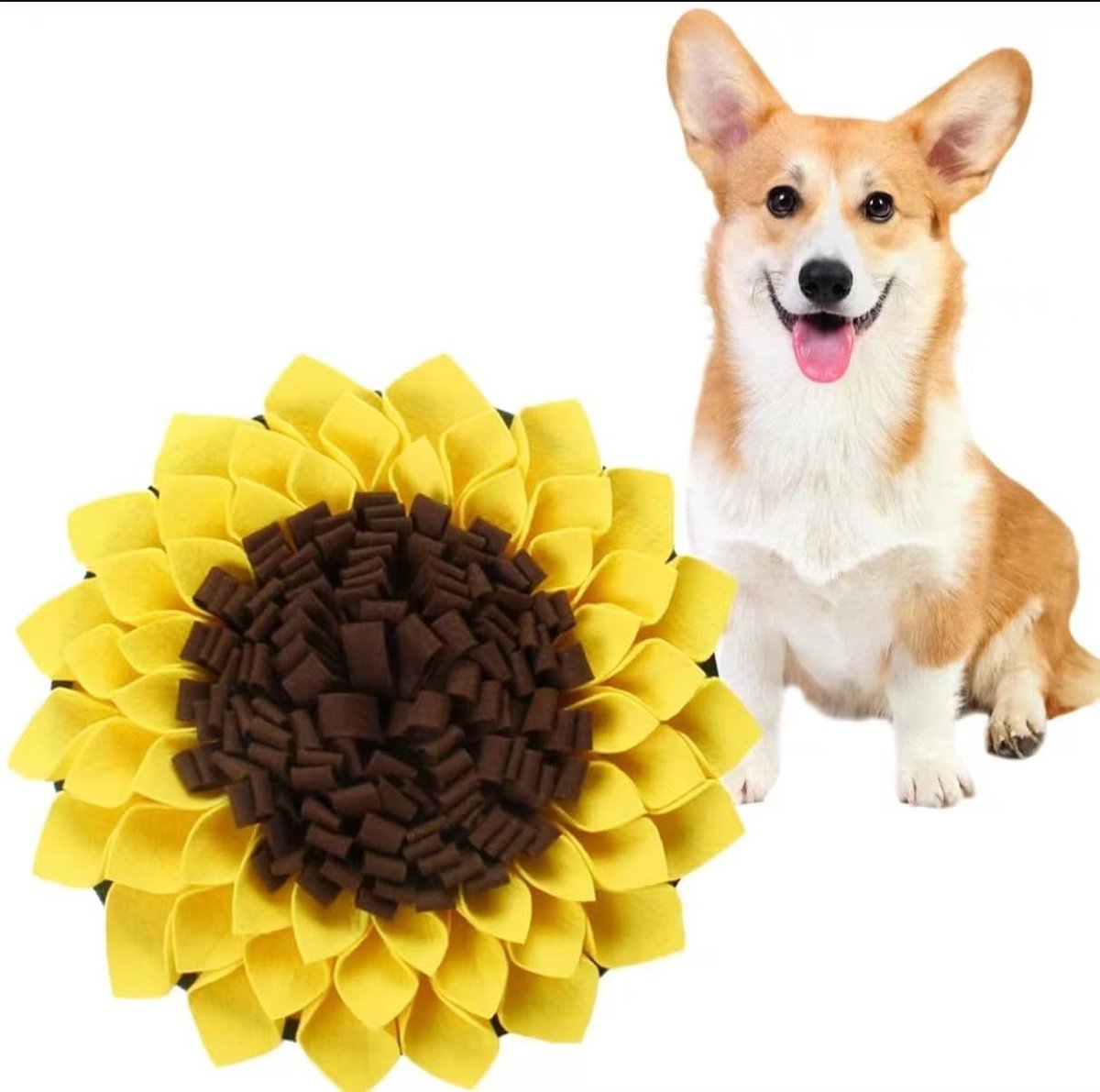 KZQ Snuffelmat voor Honden Bloemvormig Voedingsspeelgoed Anti-slip Interactief Puzzelkussen voor Kleine en Middelgrote Rassen Stimuleert Natuurlijk Zoekgedrag Traktatie Zoekspel