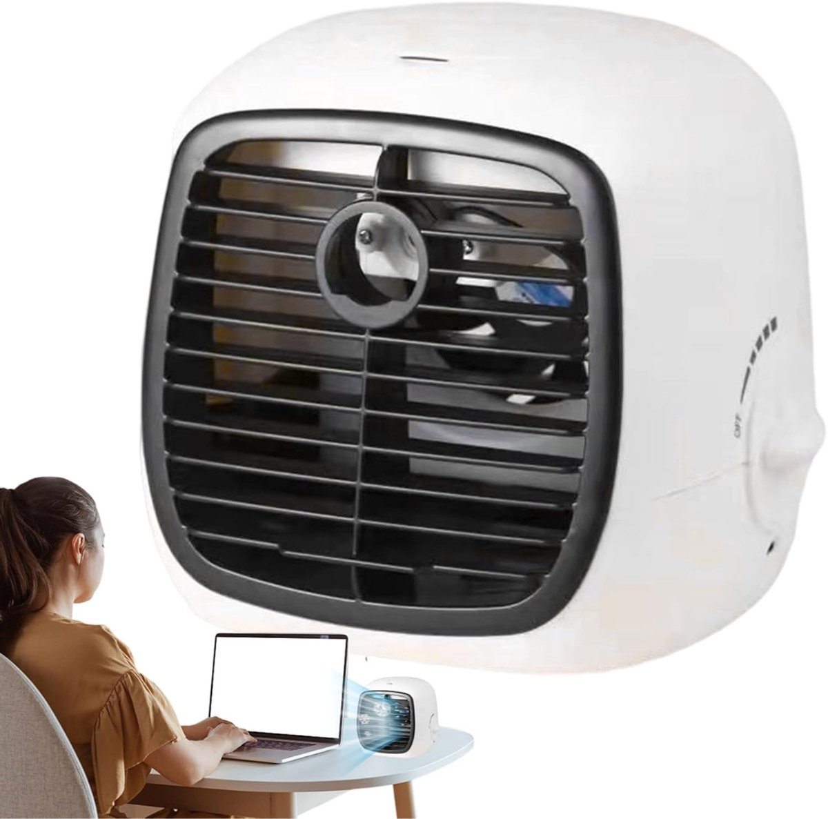 QORA® Mini Airco - Airco - Mobiele Airco - Zwart - 18cm x 17cm x 17cm