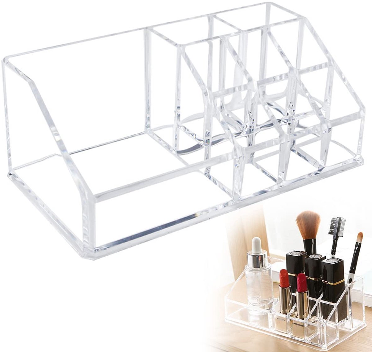 Transparante acryl opbergdoos voor cosmetica, perfect voor op de kaptafel of in de slaapkamer.